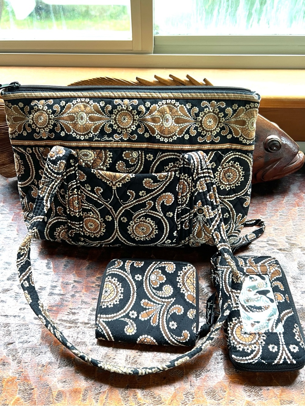 Vera Bradley 3-Piece Retired 2008 Cafe Latte Set Excellent Condition
